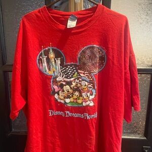 Disney Red Short Sleeve Mickey & Friends Fireworks Graphic Tee
